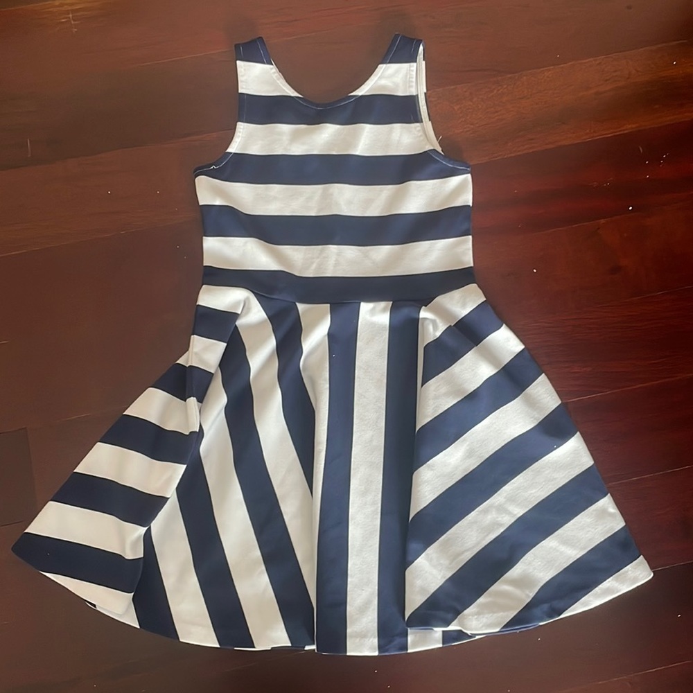 Girls polo Ralph Lauren sleeveless blue and white dress